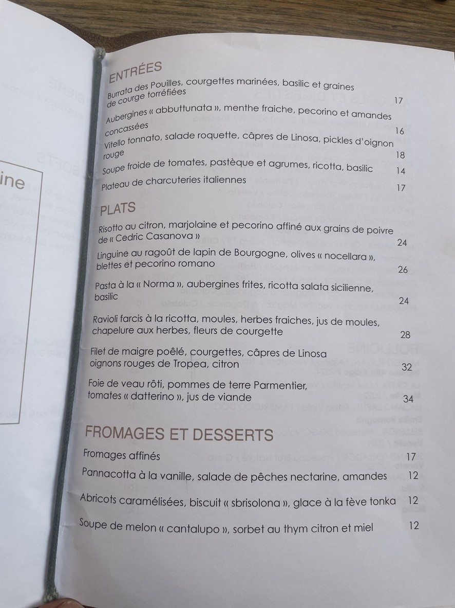 Osteria Ferrara menu 2