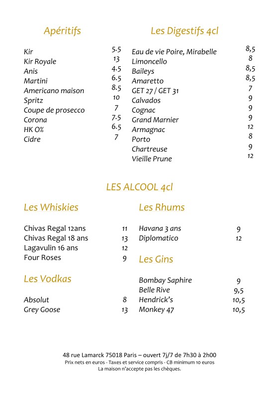 Au Relais menu 3
