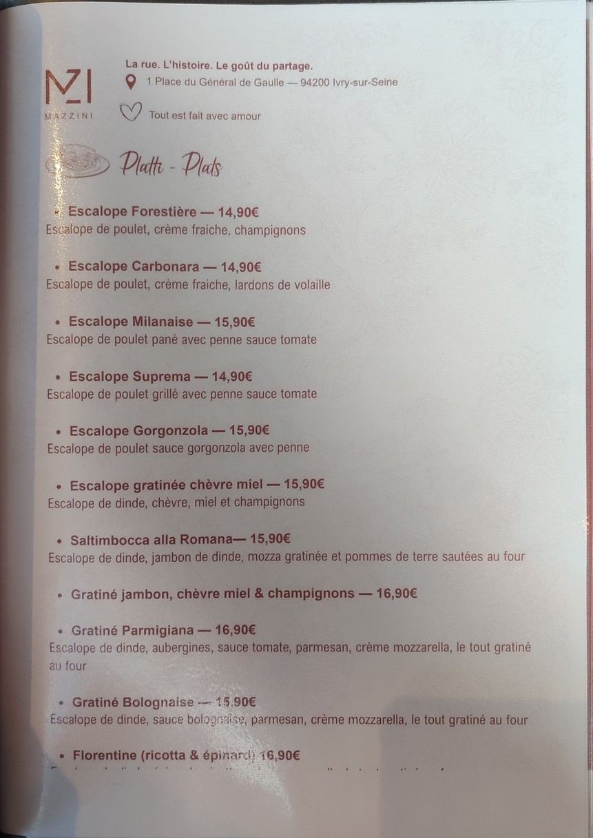 Mazzini Restaurant menu 2