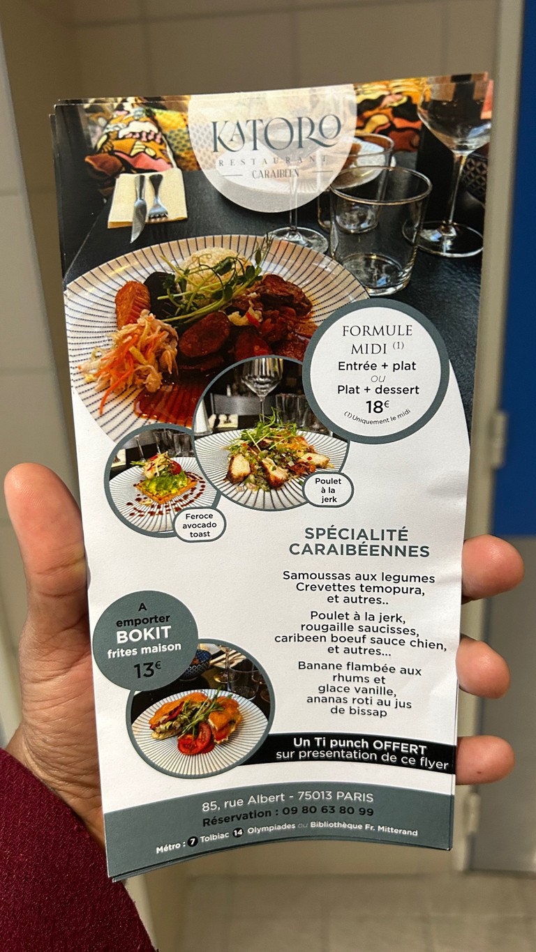Katoro restaurant caraibeen menu 1