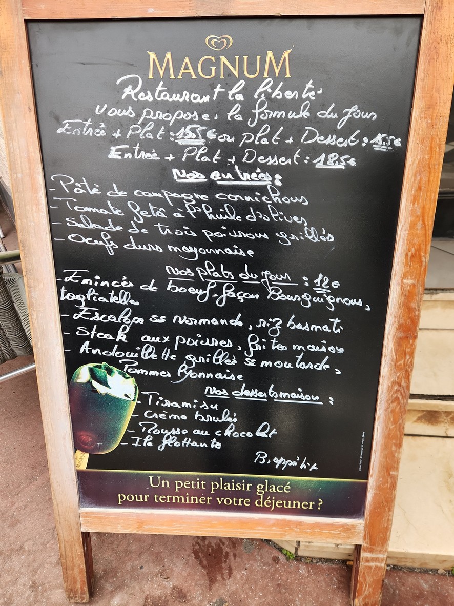 LA LIBERTE menu 1