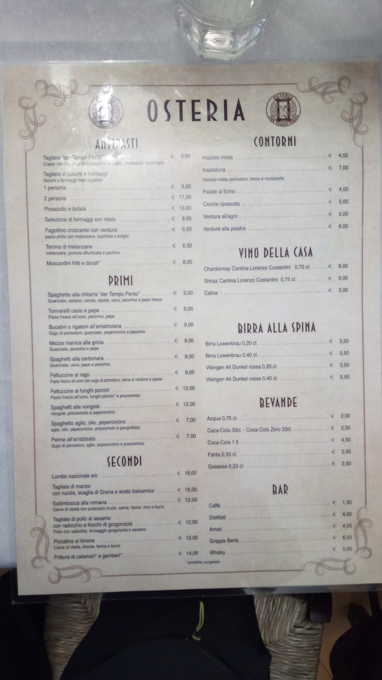 Osteria Der Tempo Perso menu 1