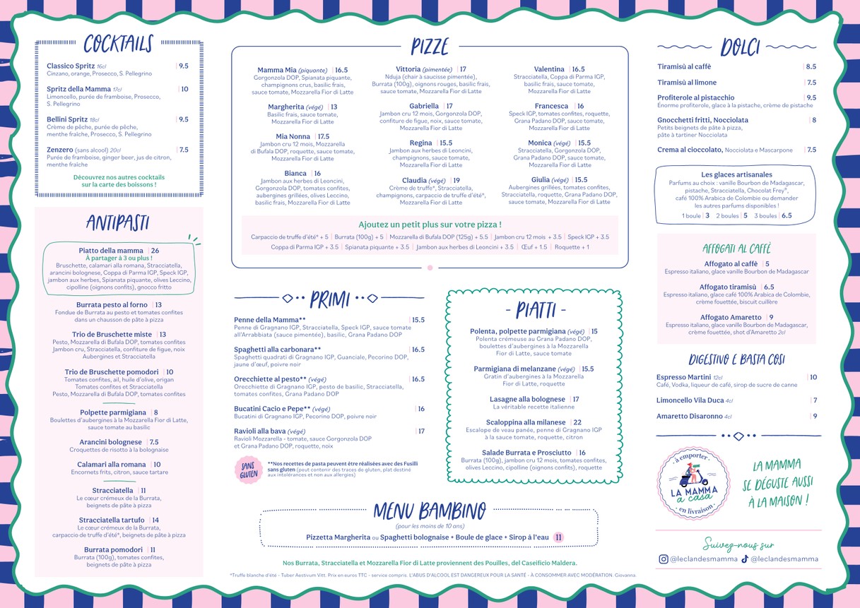 Giovanna - Le Clan des Mamma, Pizzas & Cocktails - Paris Batignolles menu 1