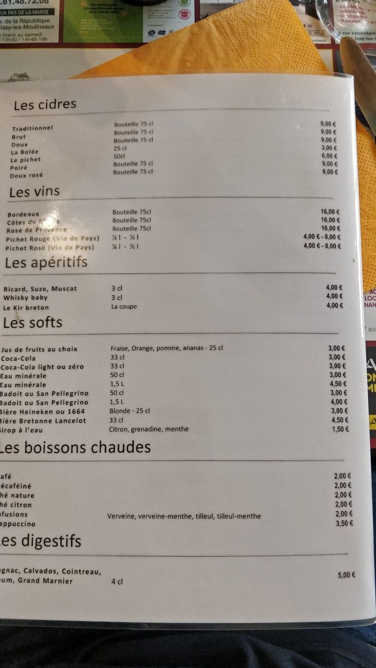 La Maillette - Issy-les-Moulineaux menu 3