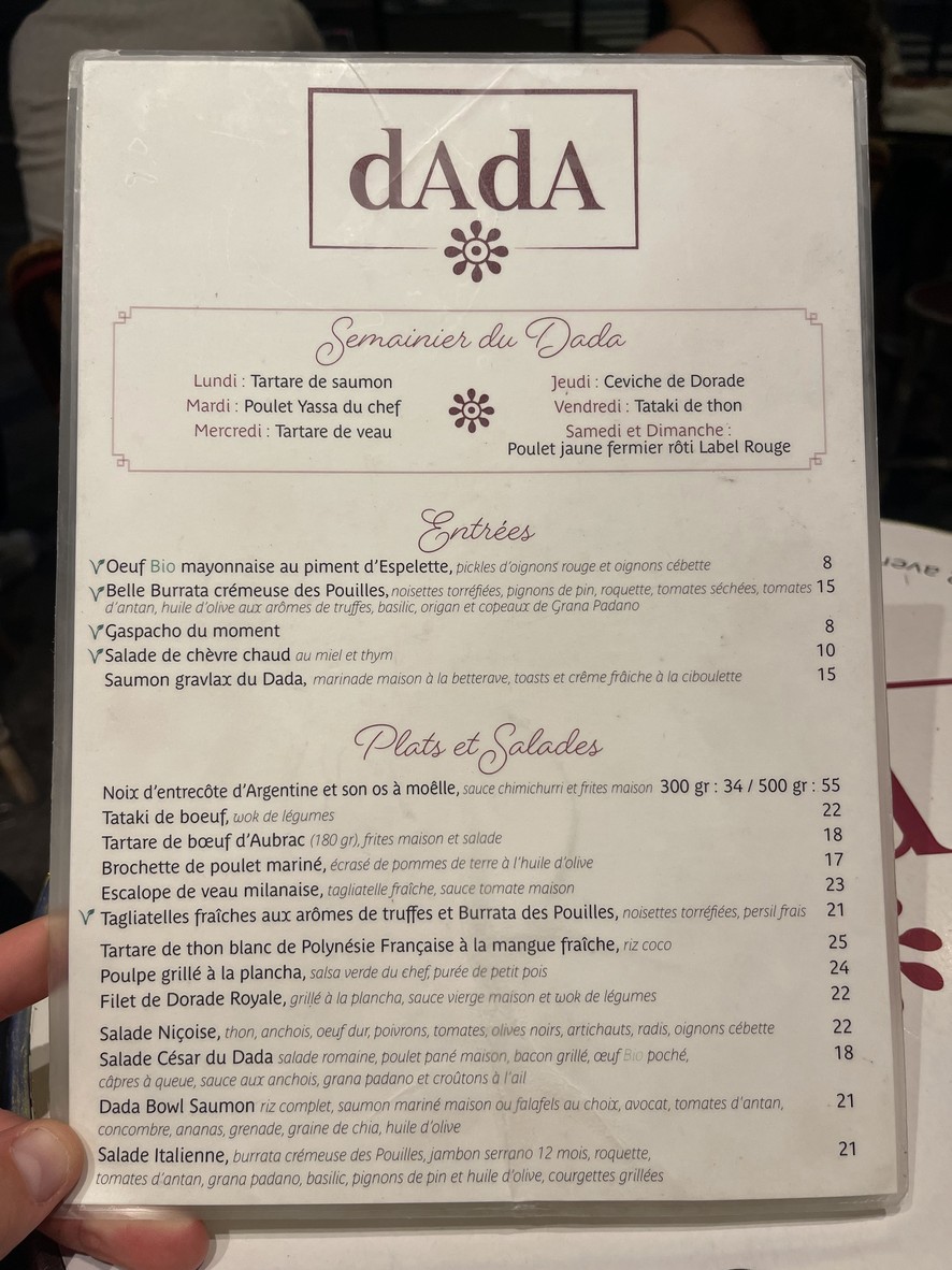 Dada menu 1