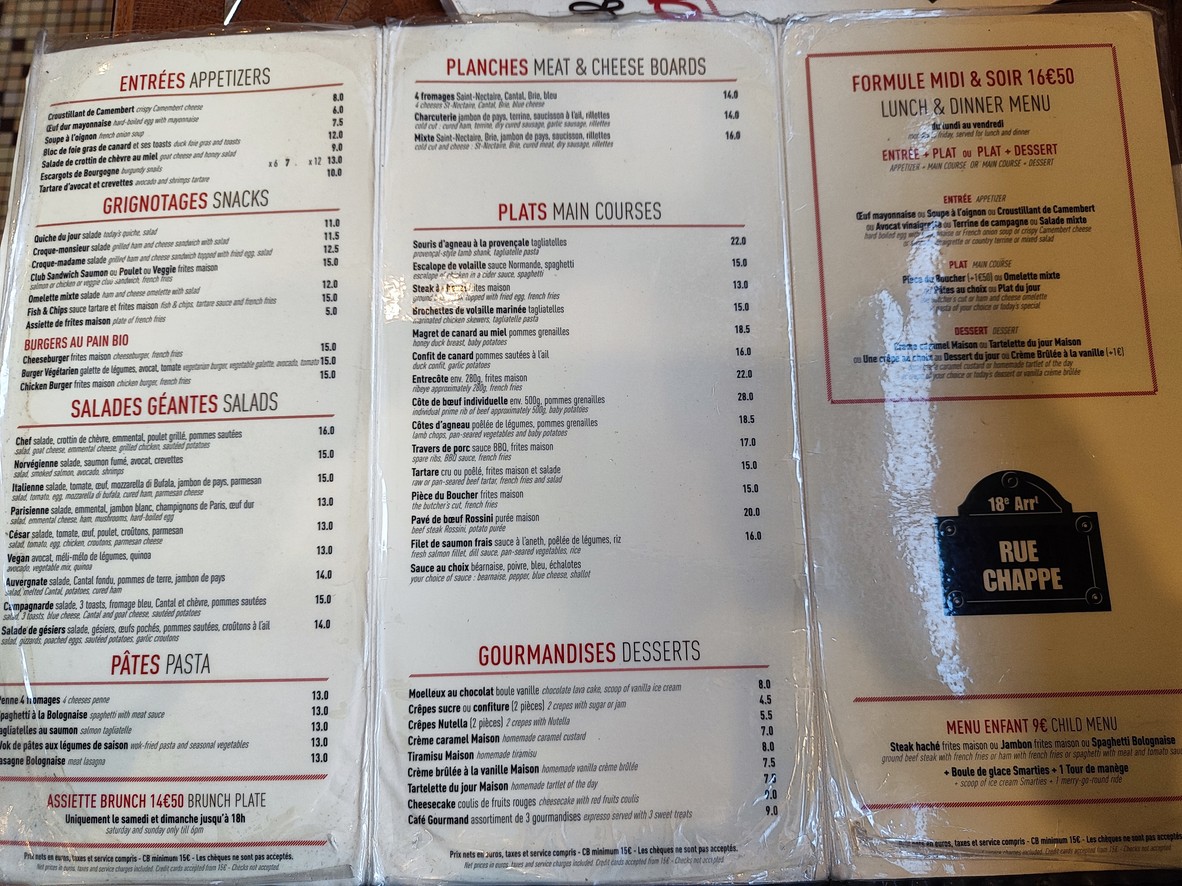 Café Chappe menu 1