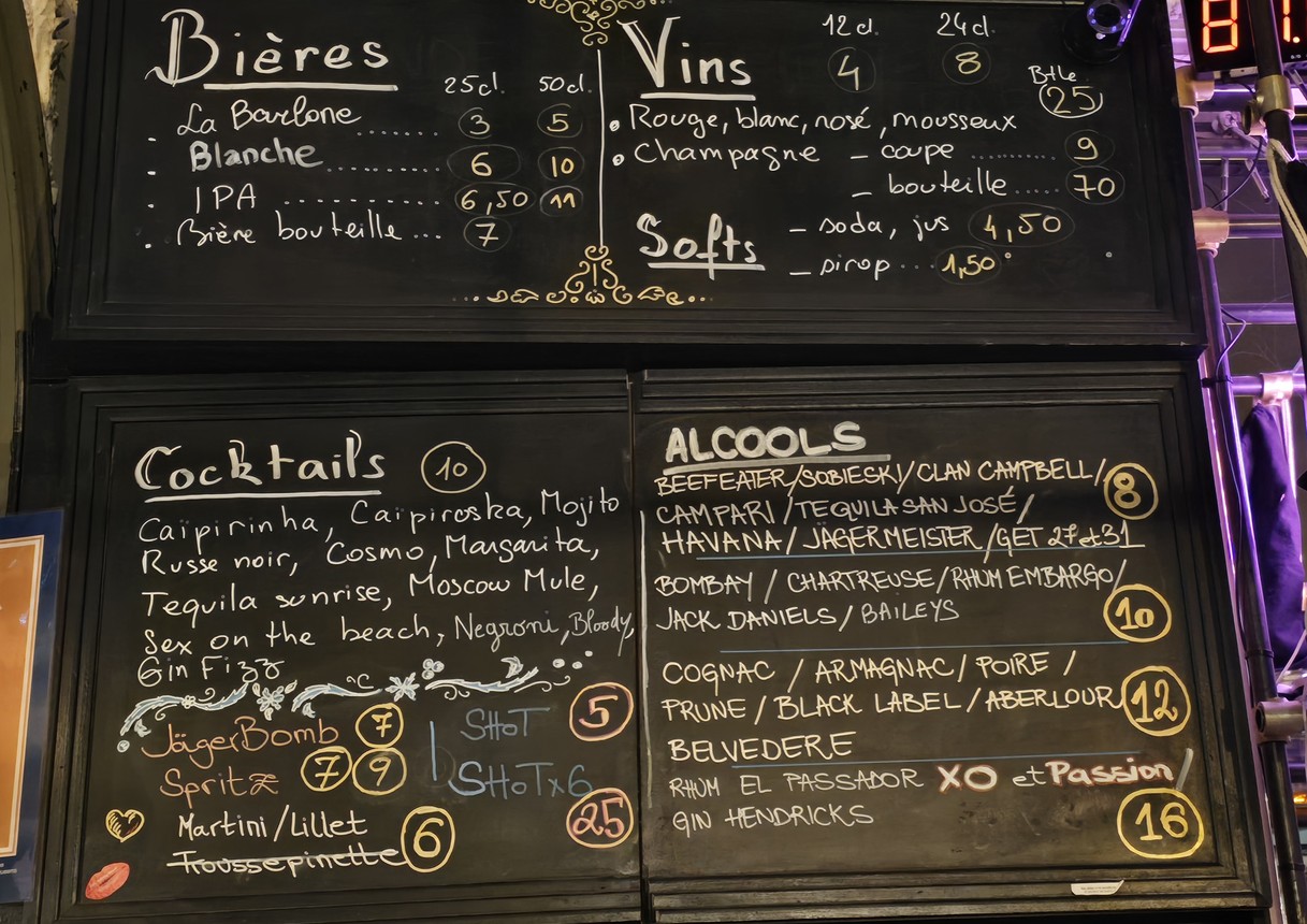 Le Barlone menu 1