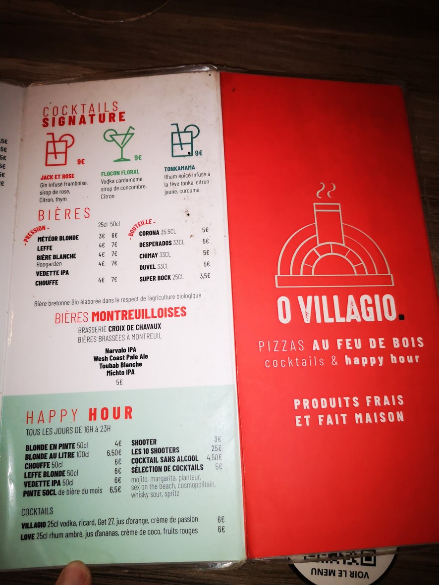 O'Villagio menu 1