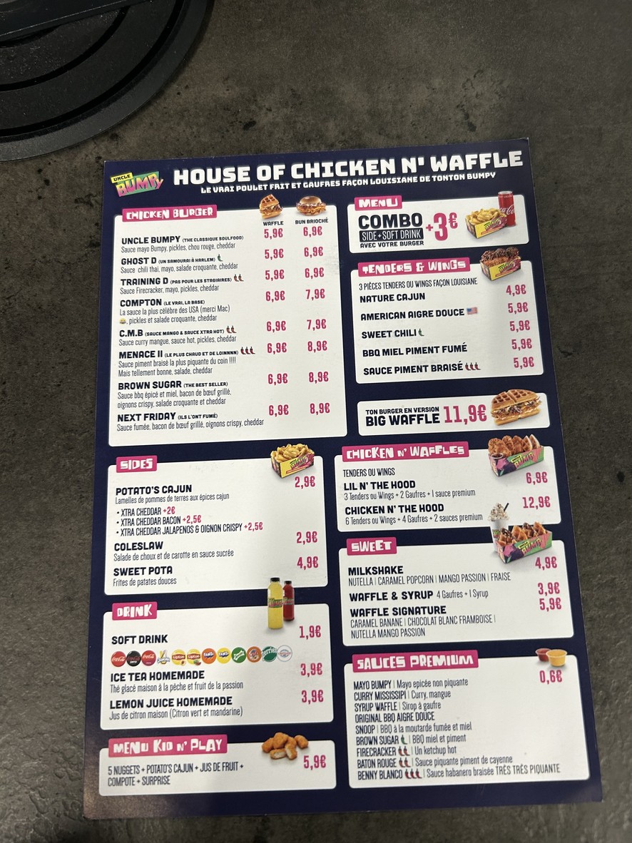 Uncle Bumpy - Drancy menu 1