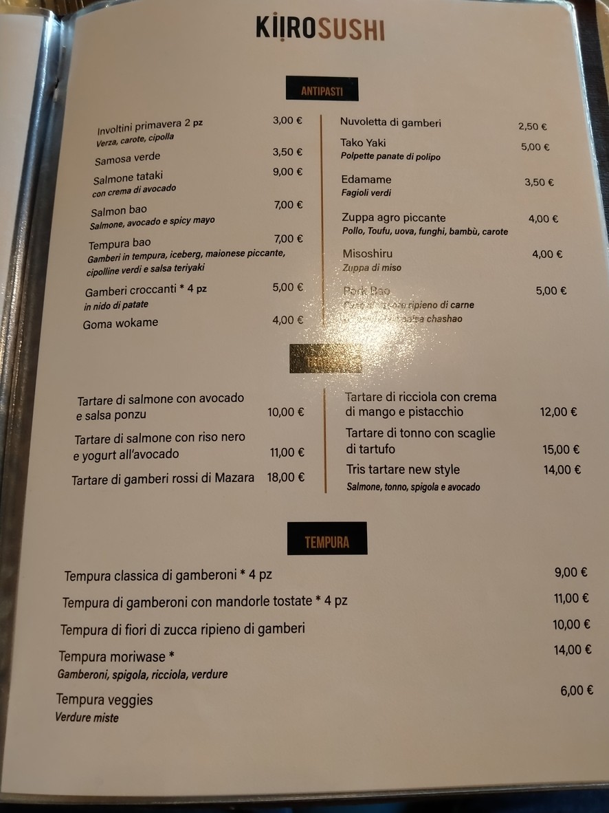 Kiiro Sushi menu 2