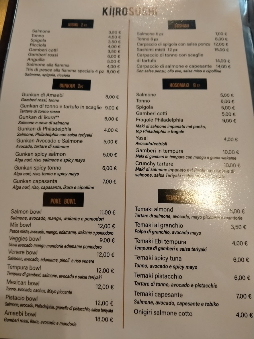 Kiiro Sushi menu 3