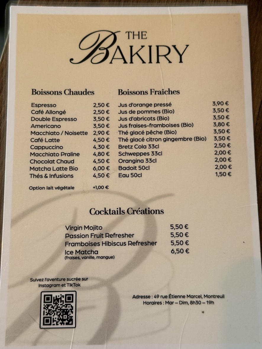 THE BAKIRY menu 1