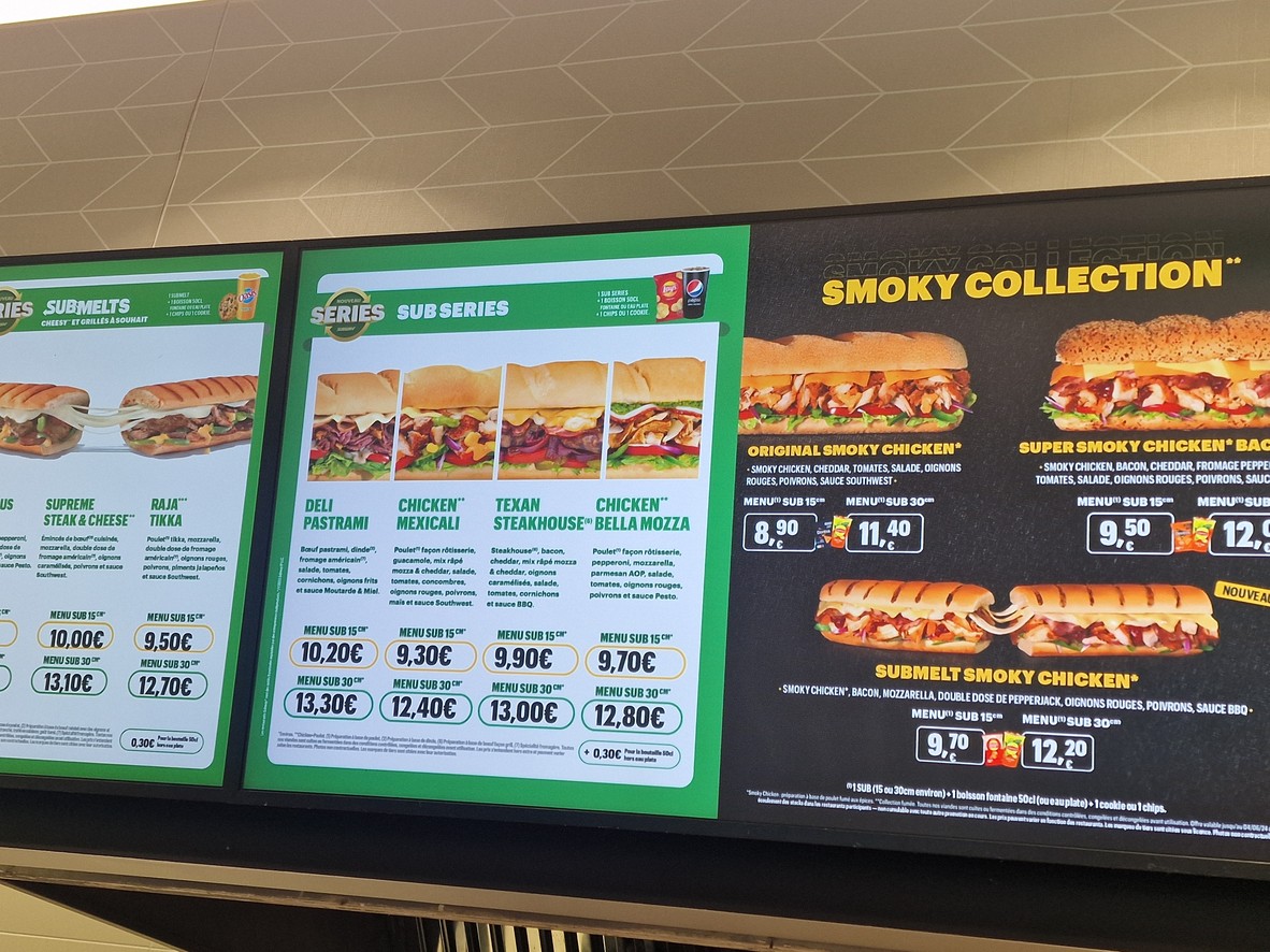 Subway menu 2