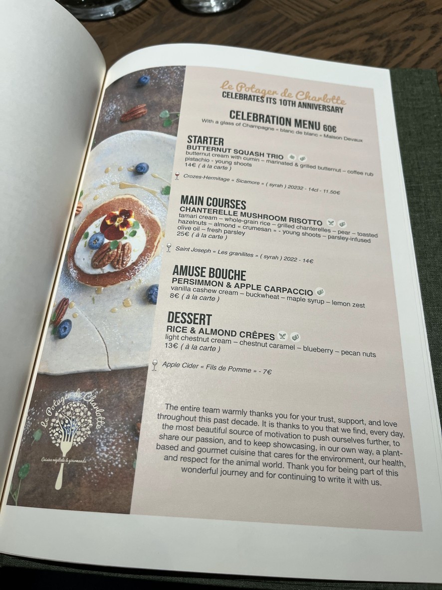 Le Potager de Charlotte menu 1