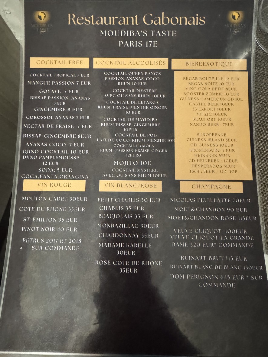 Moudiba's Taste Restaurant Gabonais menu 3