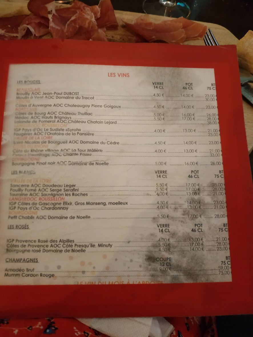 Bistrot en Ville menu 7