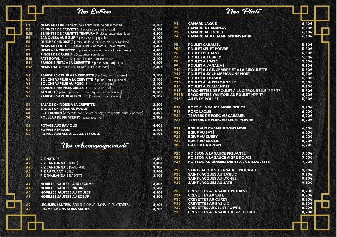 Délicieux Xin Yun menu 1