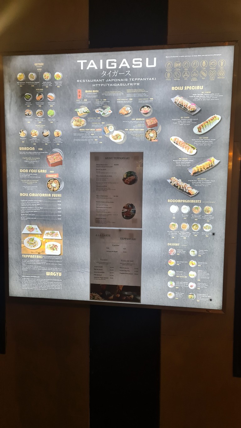 Taigasu Teppanyaki menu 1