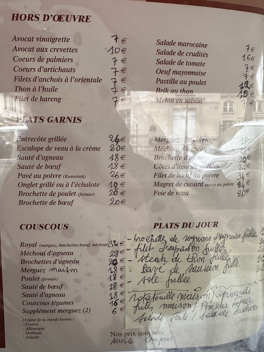 Chez Omar menu 2