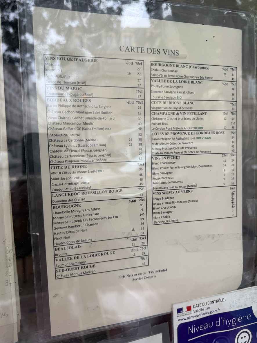 Chez Omar menu 3