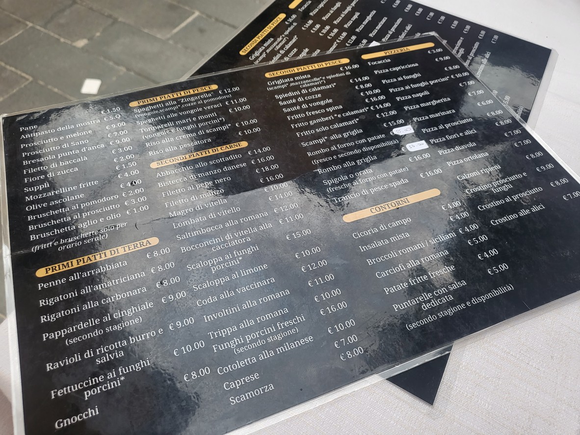 La Zingarella menu 1