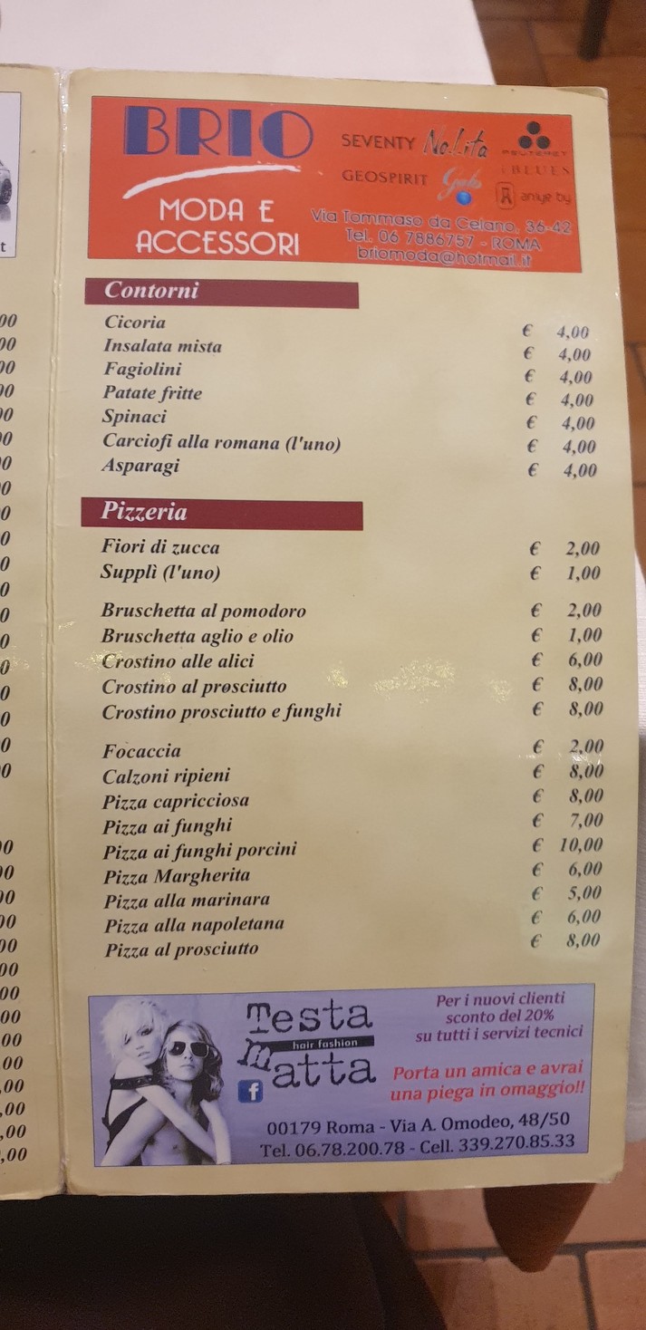 La Zingarella menu 3