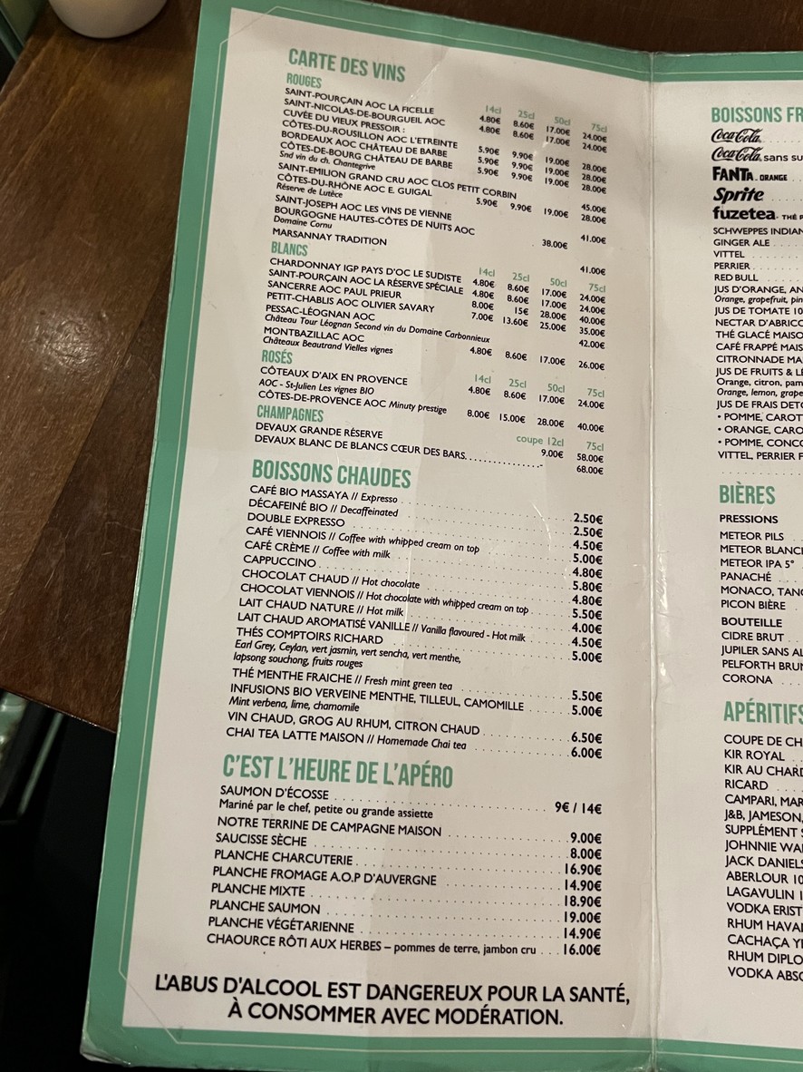 P'tite Bougnate menu 2