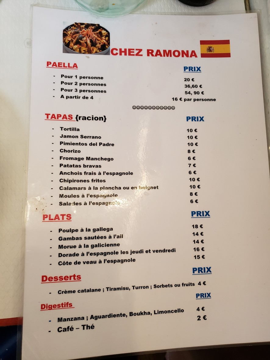 Chez Ramona menu 1