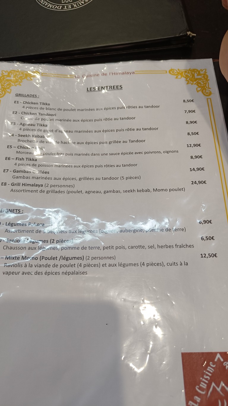 La Cuisine de l'Himalaya - Journey of Flavor menu 1