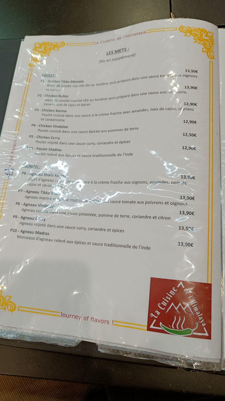 La Cuisine de l'Himalaya - Journey of Flavor menu 2