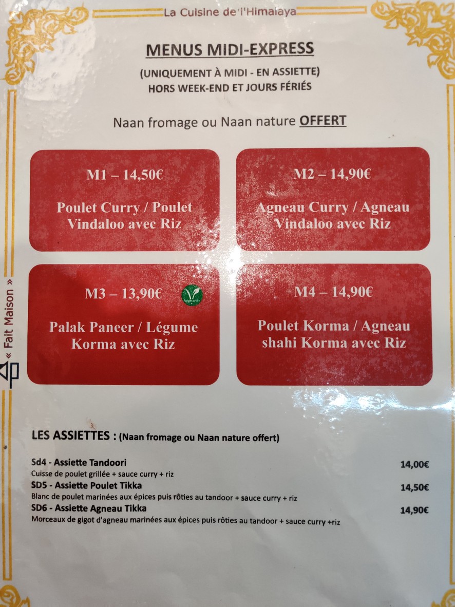 La Cuisine de l'Himalaya - Journey of Flavor menu 5