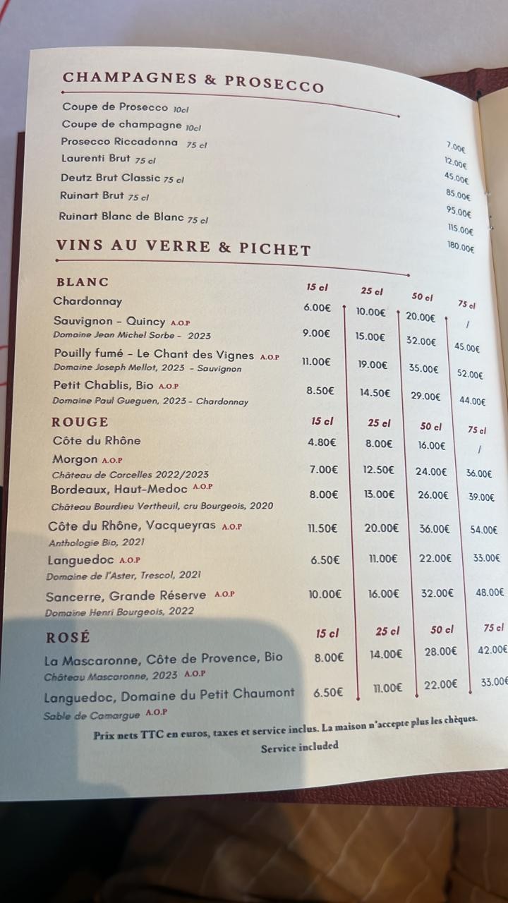 Le Bosquet menu 2
