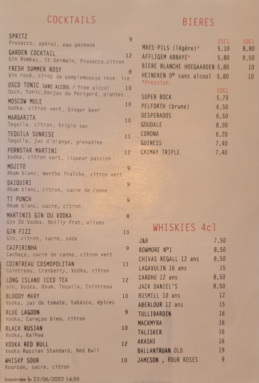 Le Bosquet menu 3