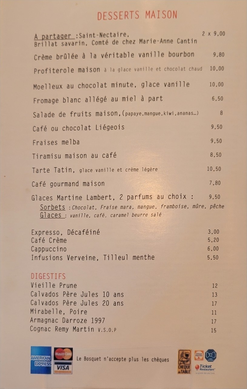 Le Bosquet menu 5