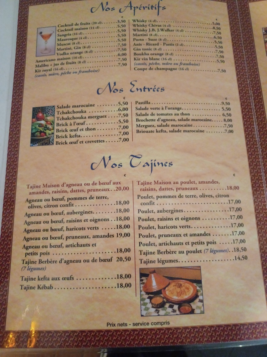 El Marrakech menu 1