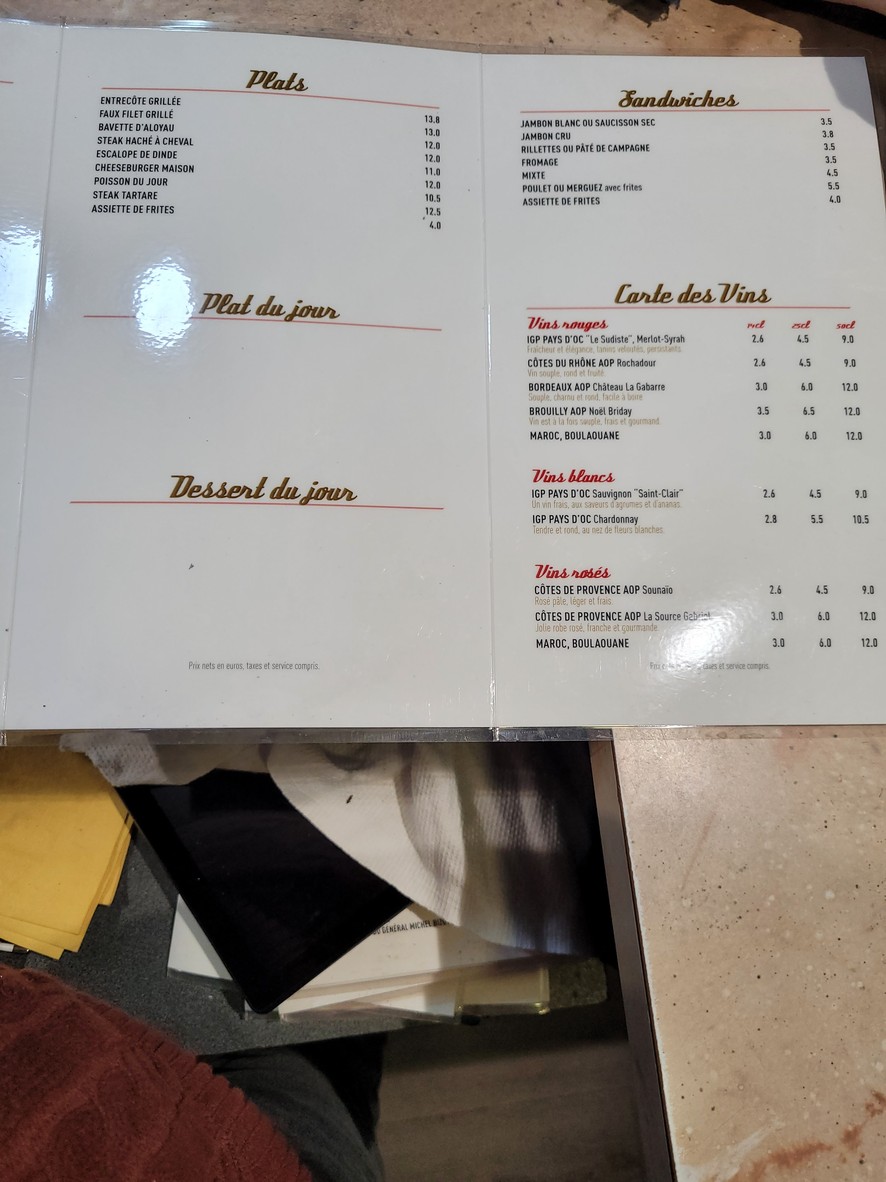 BAR DES SPORTS menu 2