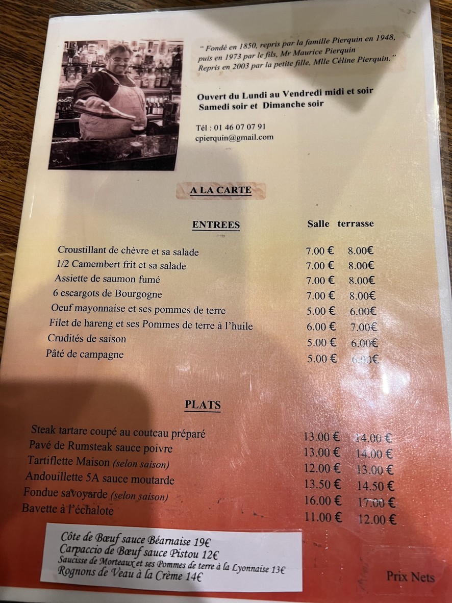 Le Bourgogne chez Céline et Maurice menu 1