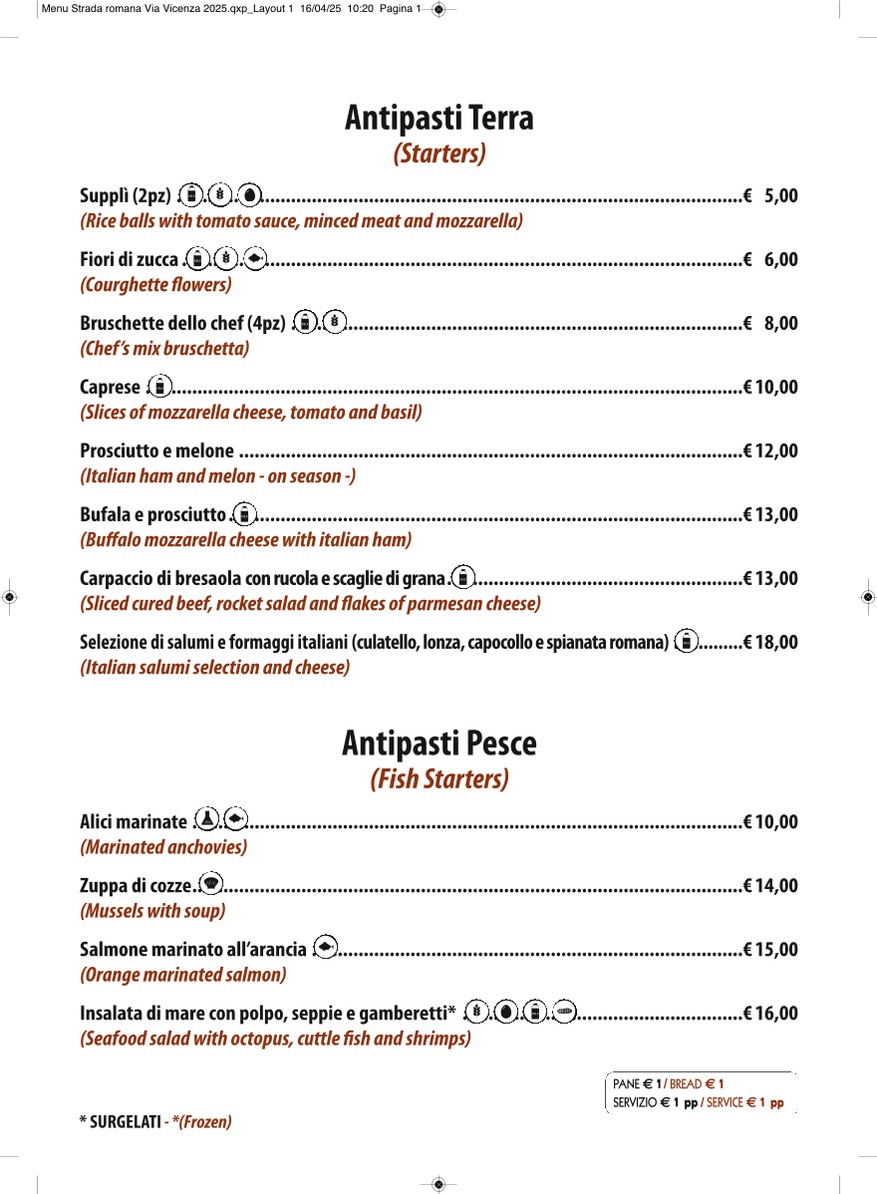 STRADAROMANA Restaurant menu 1