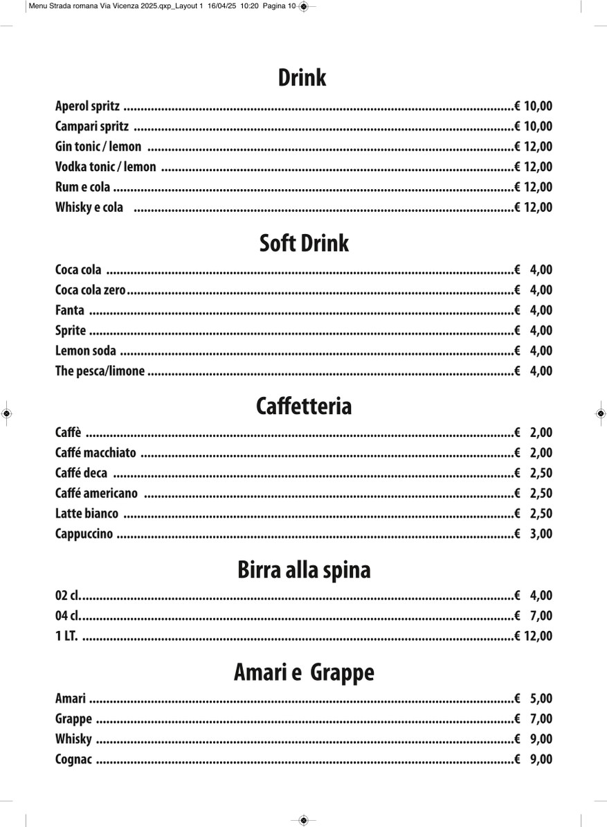 STRADAROMANA Restaurant menu 10
