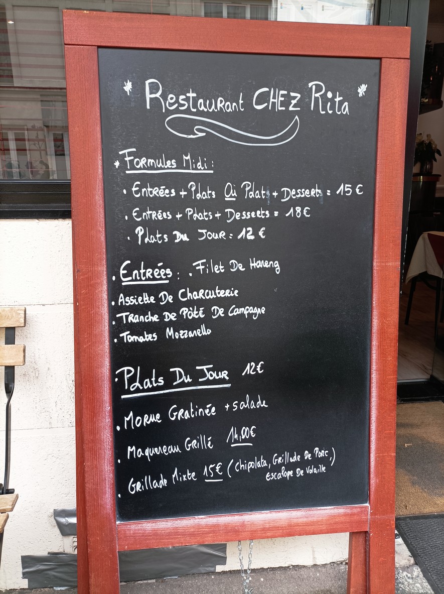 Chez Rita menu 1