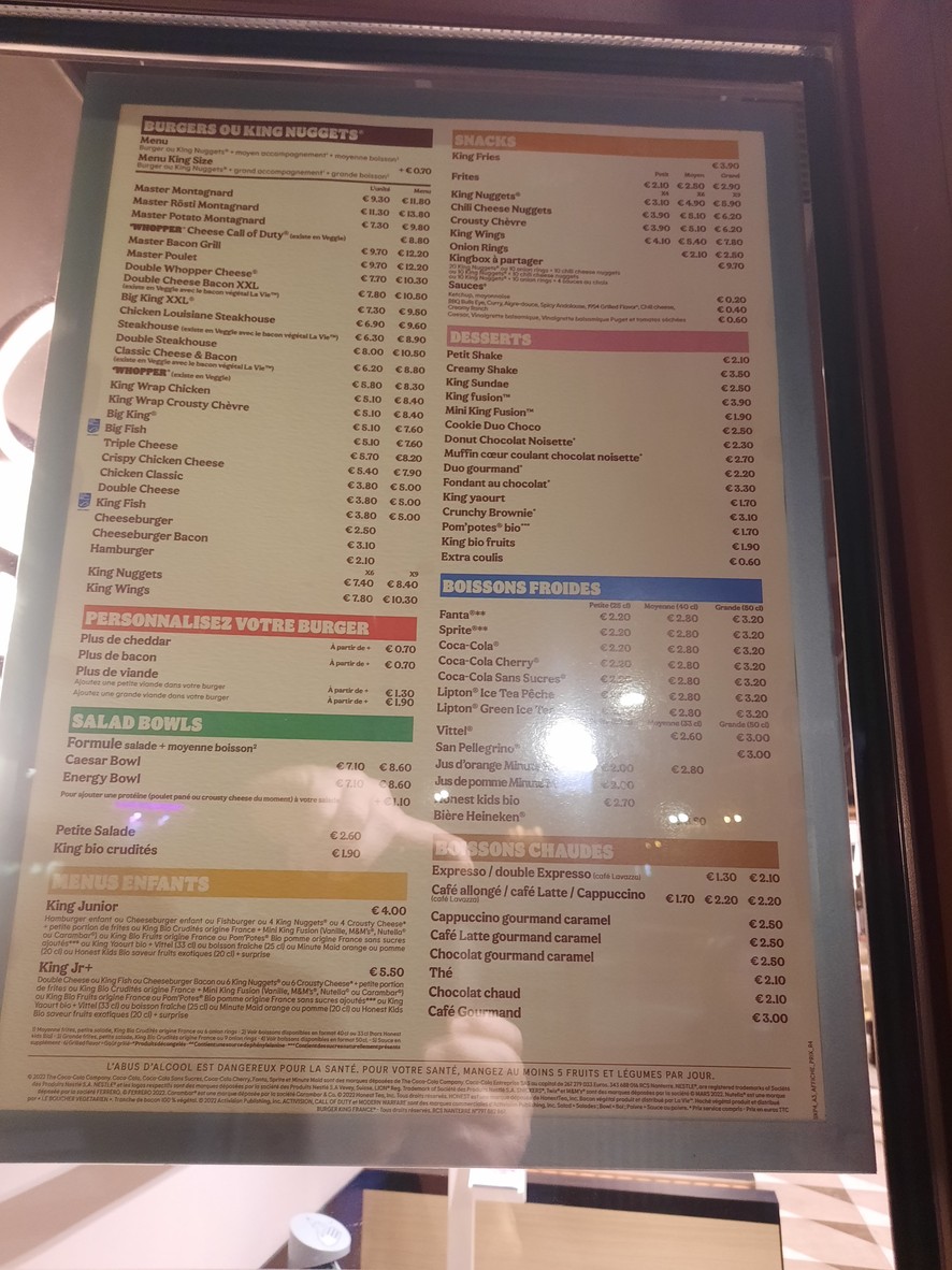 Burger King menu 1
