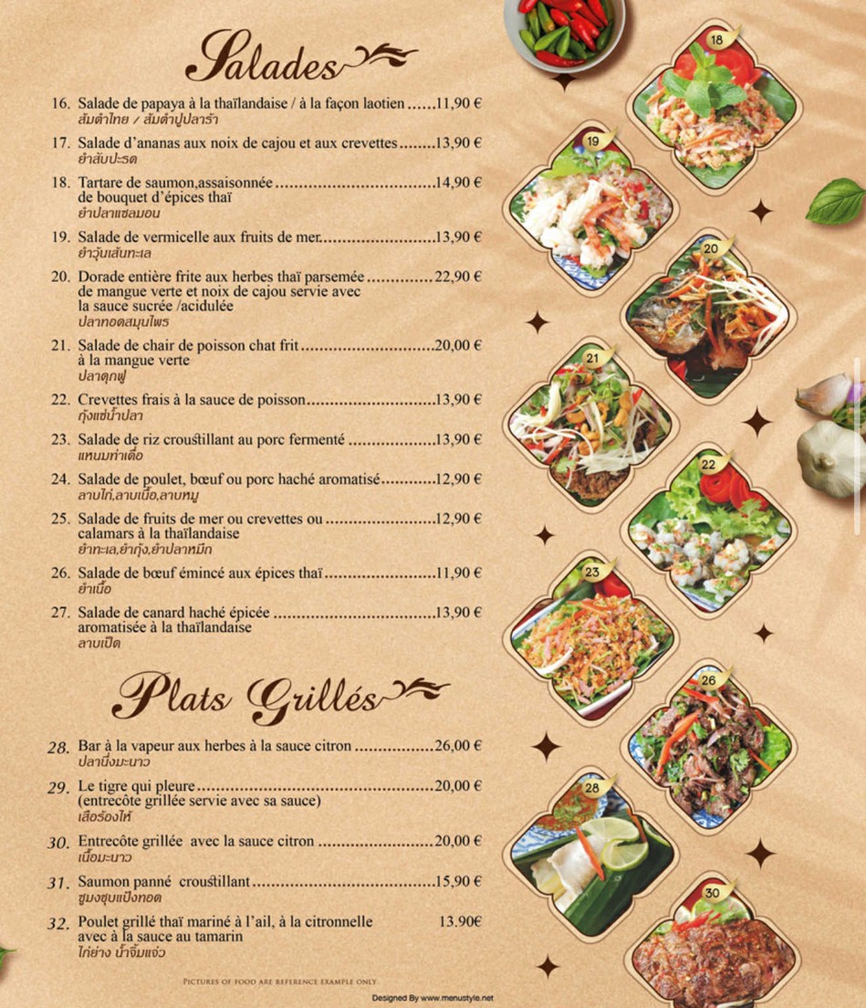 Ayothaya café menu 2