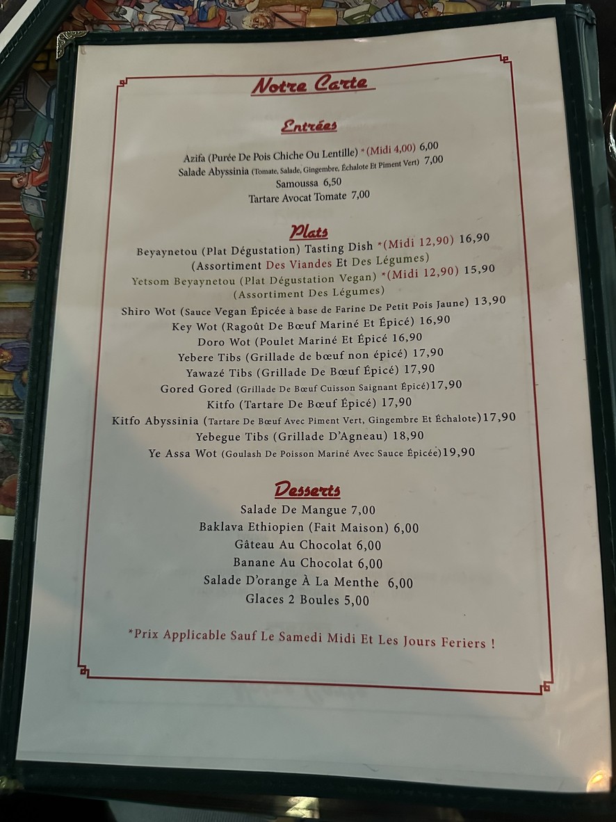 Abyssinia menu 1