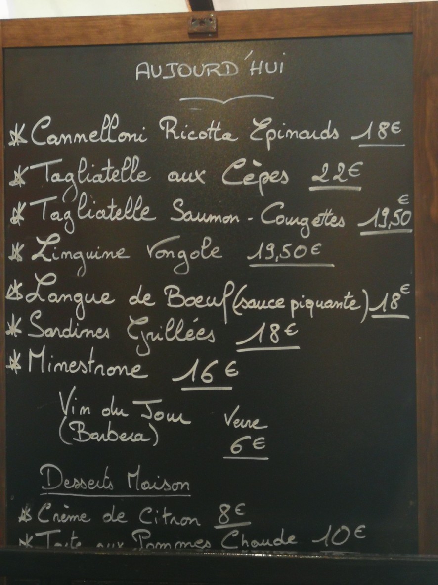 Trattoria Silvano menu 1