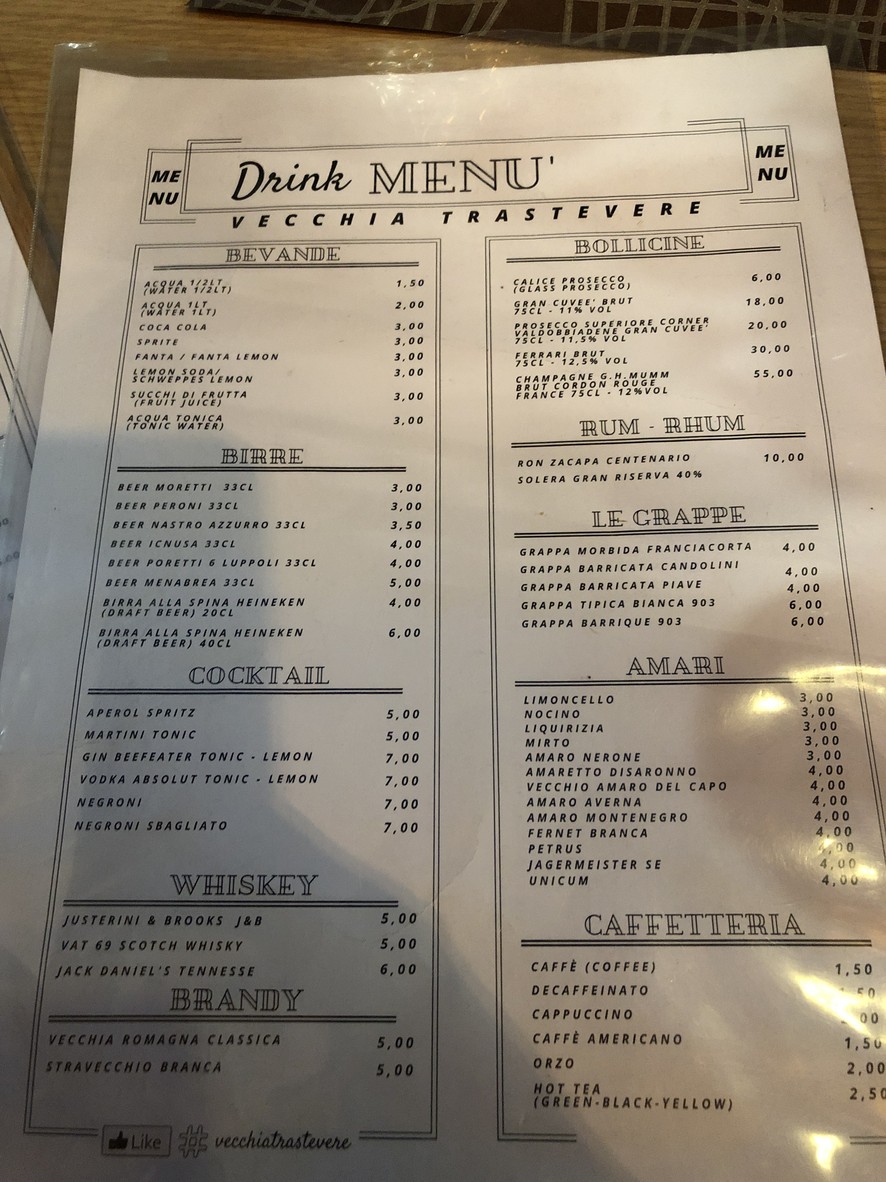 Vecchia Trastevere menu 5