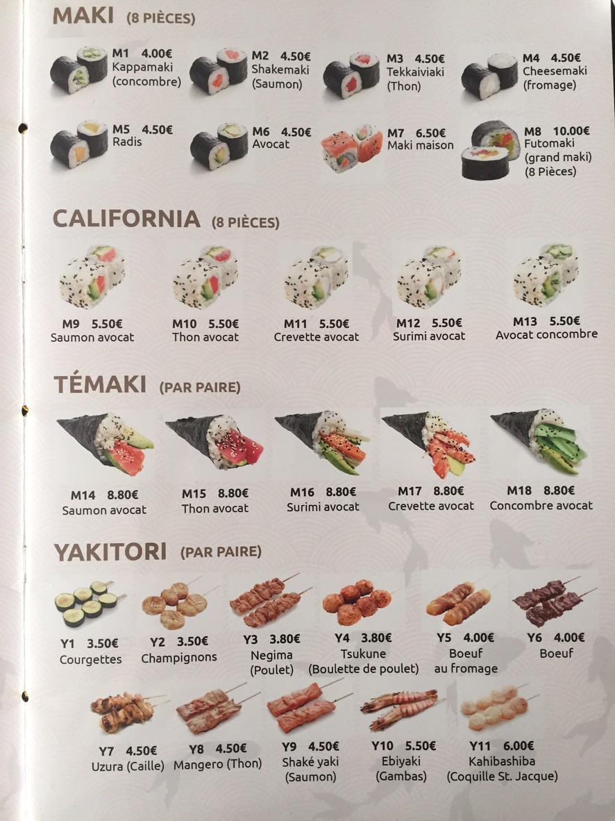 Restaurant Kyo Japonais menu 3