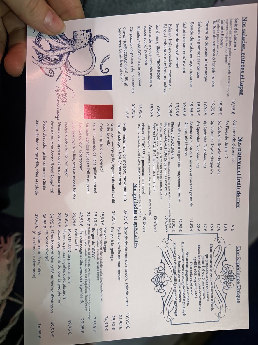 Poissonnerie Ledreux menu 2