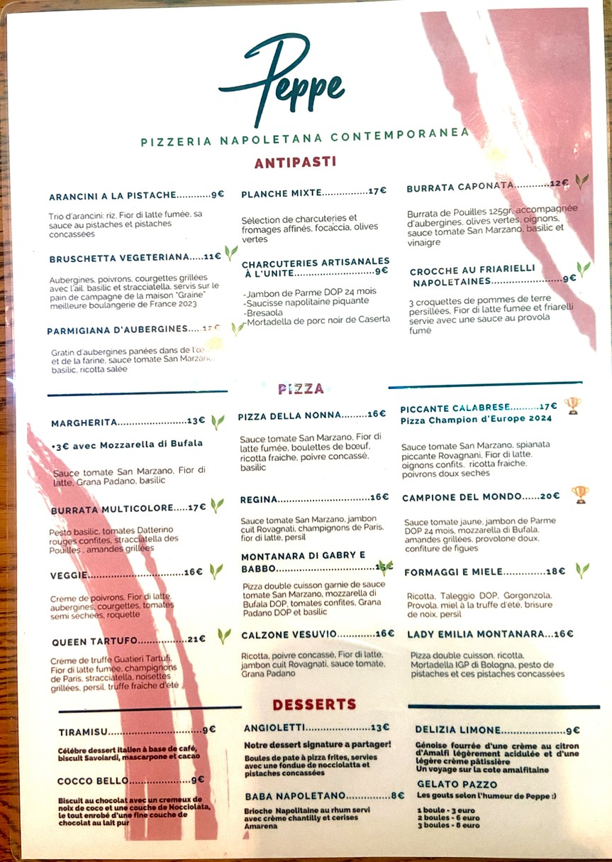 Peppe Pizzeria menu 1