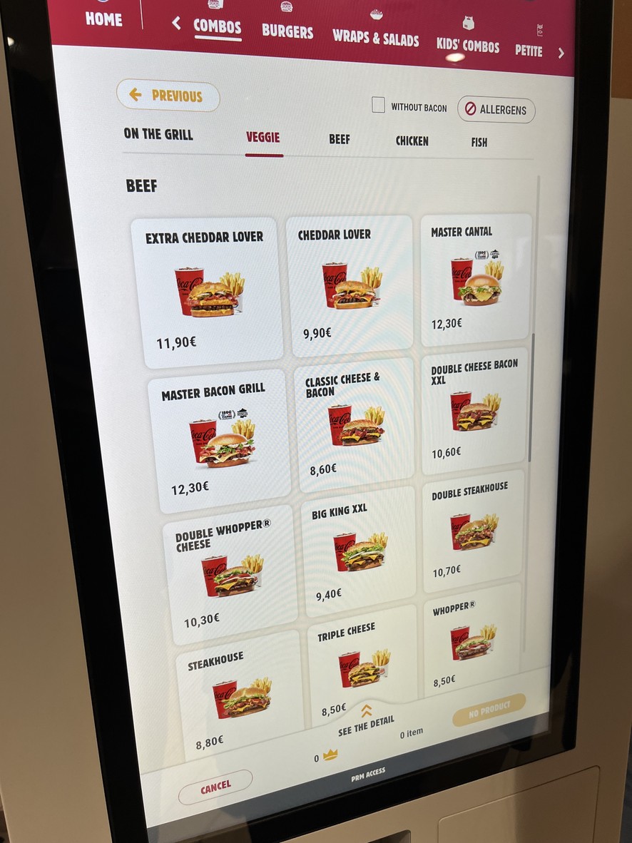 Burger King Paris menu 1