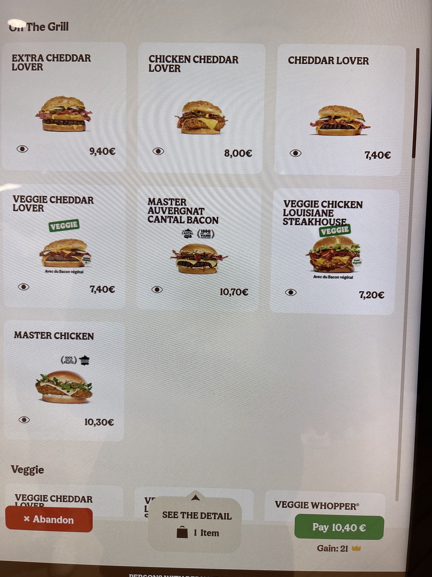Burger King Paris menu 2